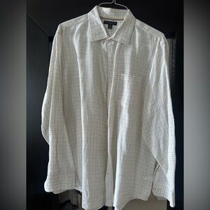 Banana Republic Men's Plaid Linen Shirt in White, Yellow and Blue